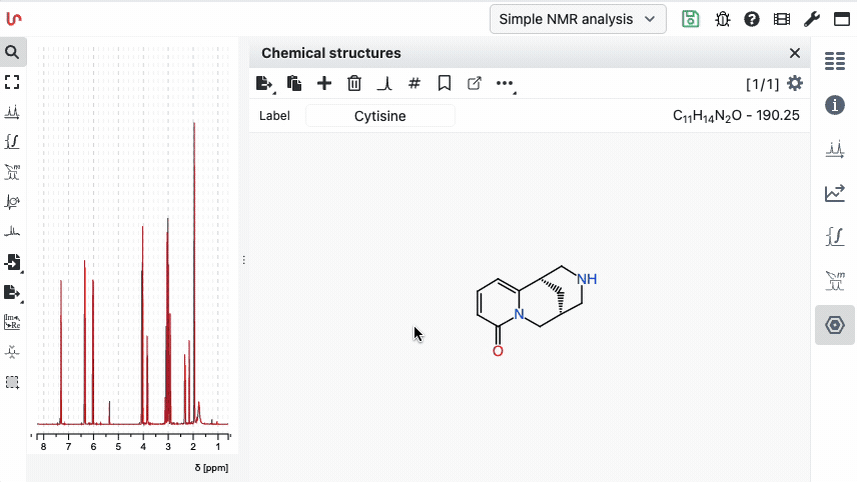 Chemical structures panel — uncheck Show label